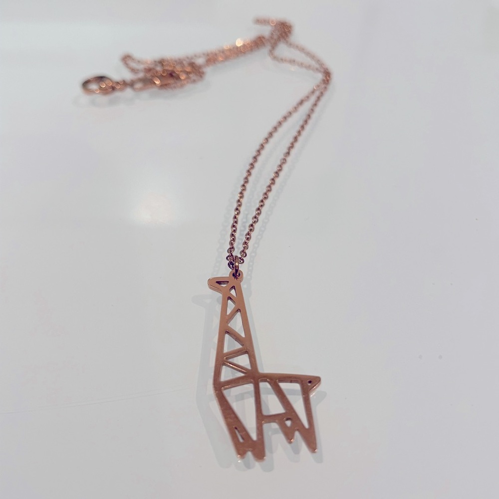 Giraffe Origami Geometric Necklace | Rose Gold